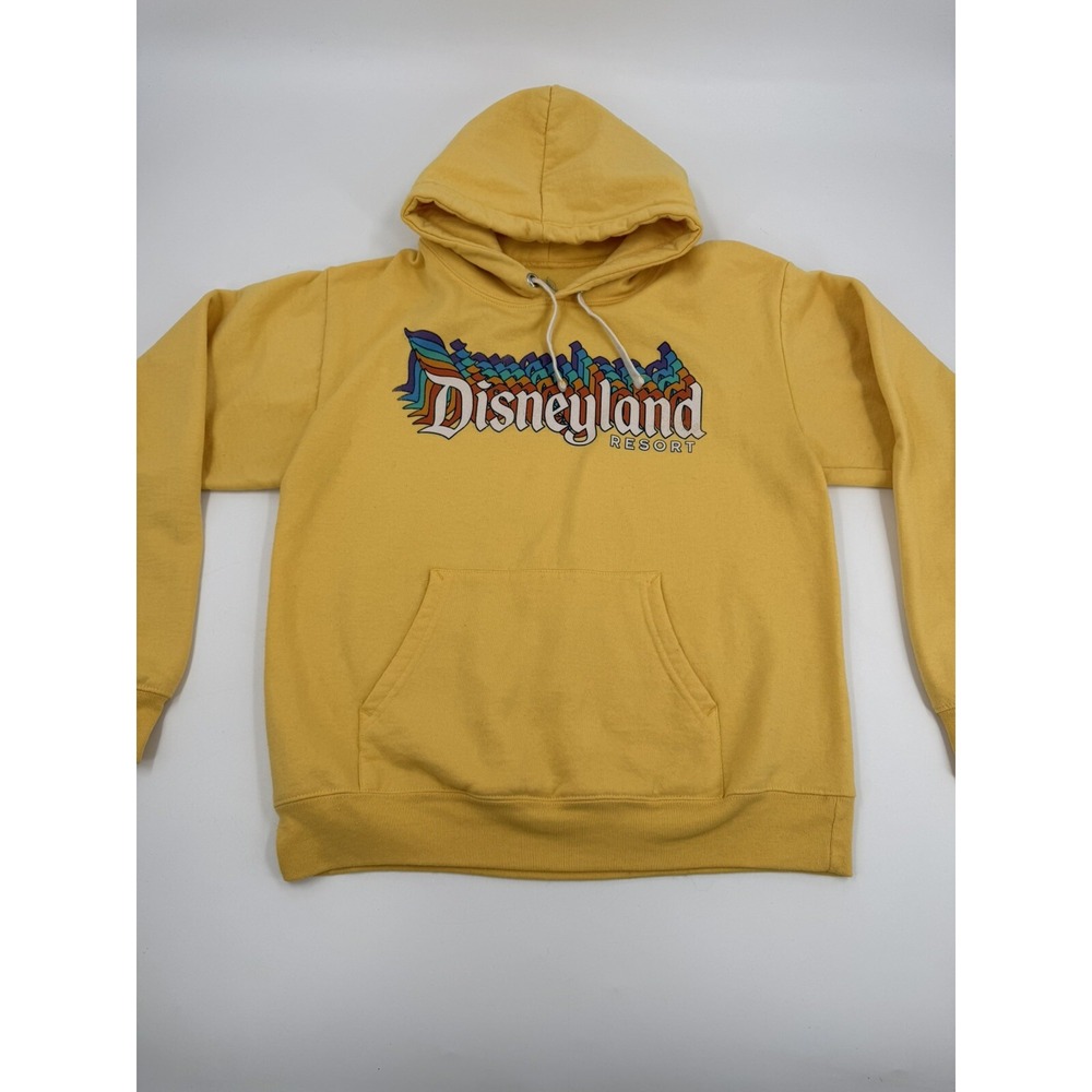 Disneyland Resort Yellow Hoodie‎ Sweatshirt Graphic Print Pullover Size S